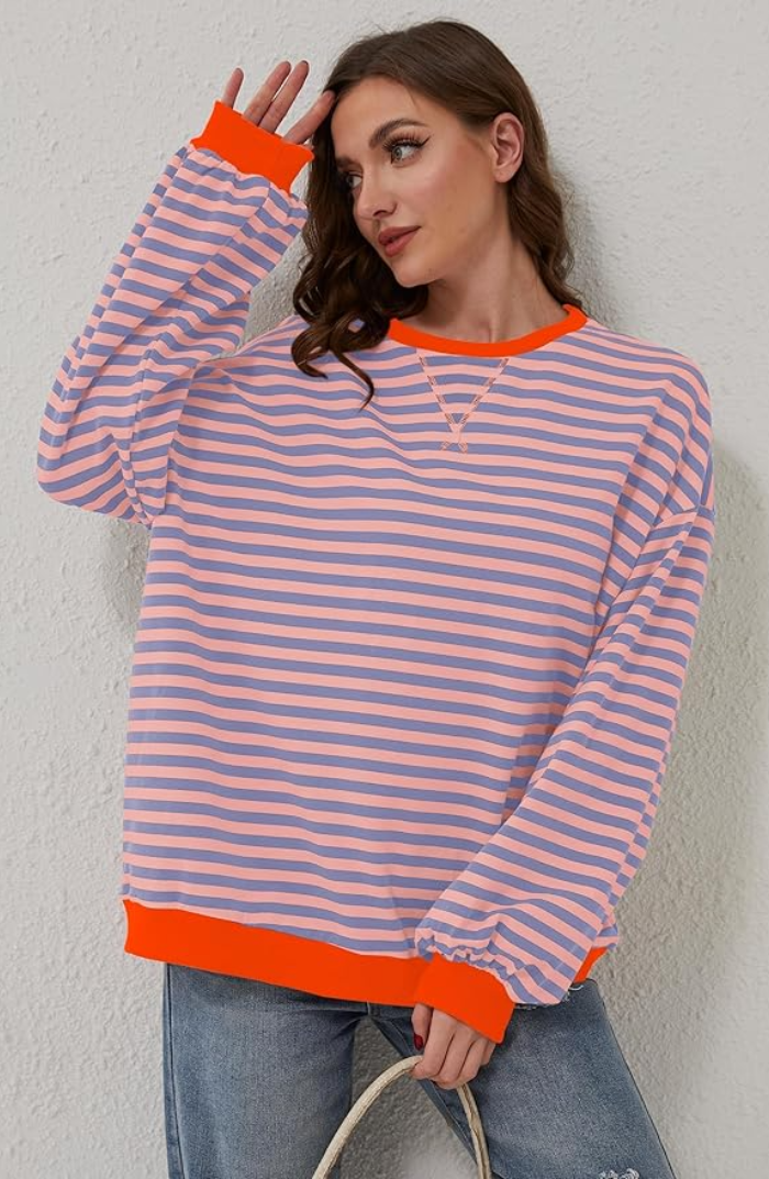 Hannah | Women Spring Striped Crewneck Sweater