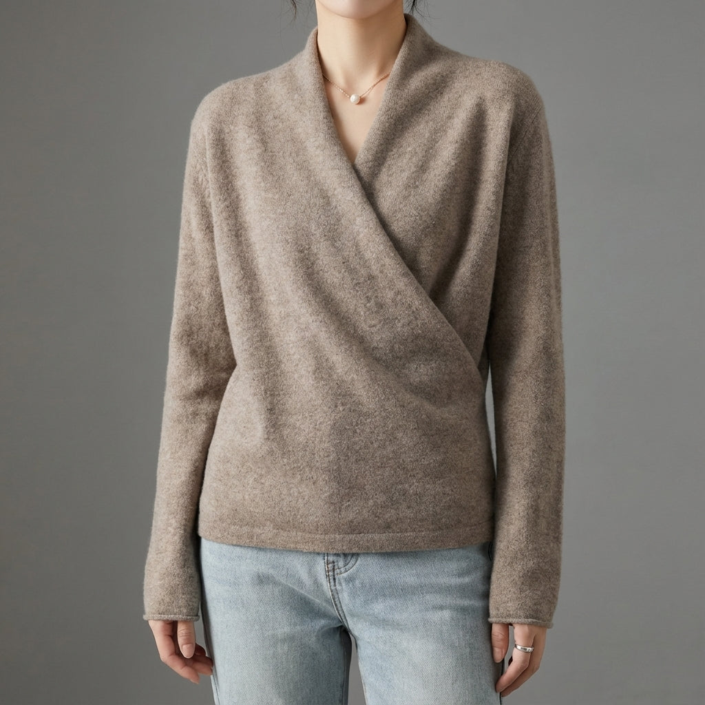 Hudson and Mark Warm Wool Blend Crossed Wrap Sweater