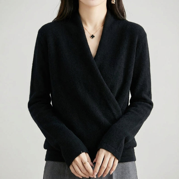 Wool blend wrap sweater